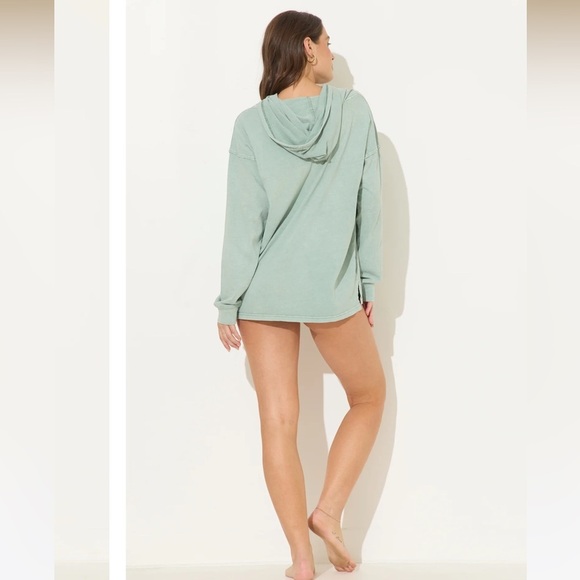 Ocean Drive Island Sage Garment Dye Pullover Hoodie Size Large - Picture 3 of 9